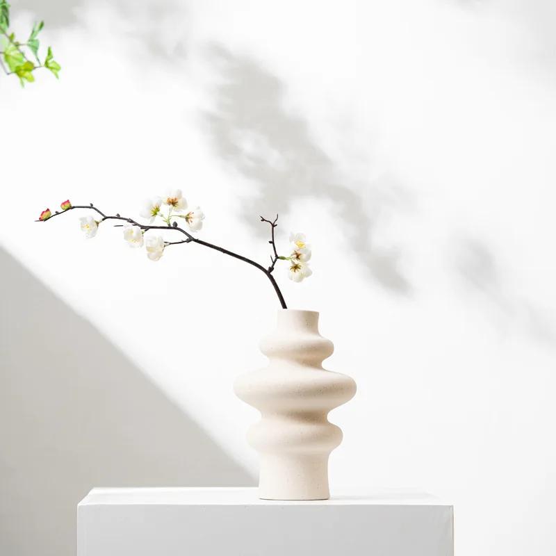 Простые обожженные керамические вазы, украшения для гостиной, орнаменты, сухоцветы, живые цветы, ваза для гидропонных цветочных композиций