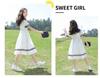 Стильное летнее платье принцессы для девочек - юбка с рукавами-фонариками для детей среднего и большого возраста