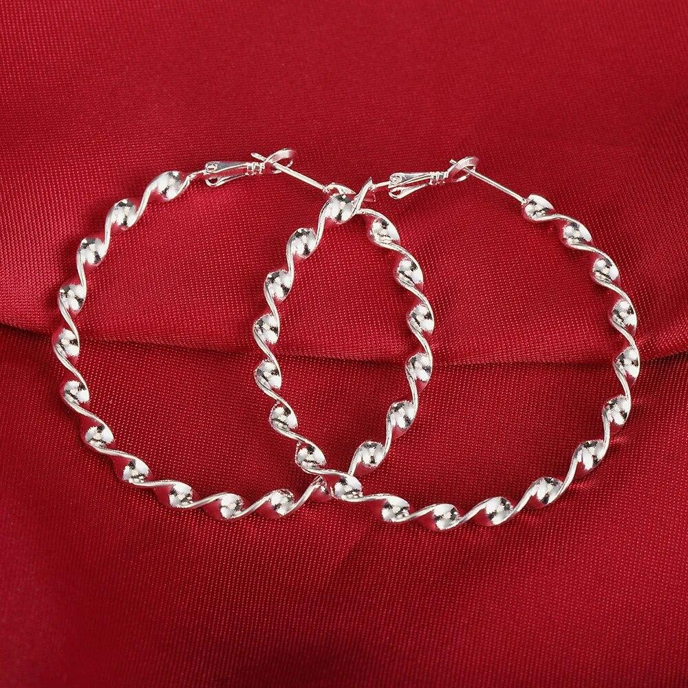 CHSHINE Fashion Jewelry 925 Sterling Silver 5cm Earrings Temperament Woman Beautiful Big Circle Earrings