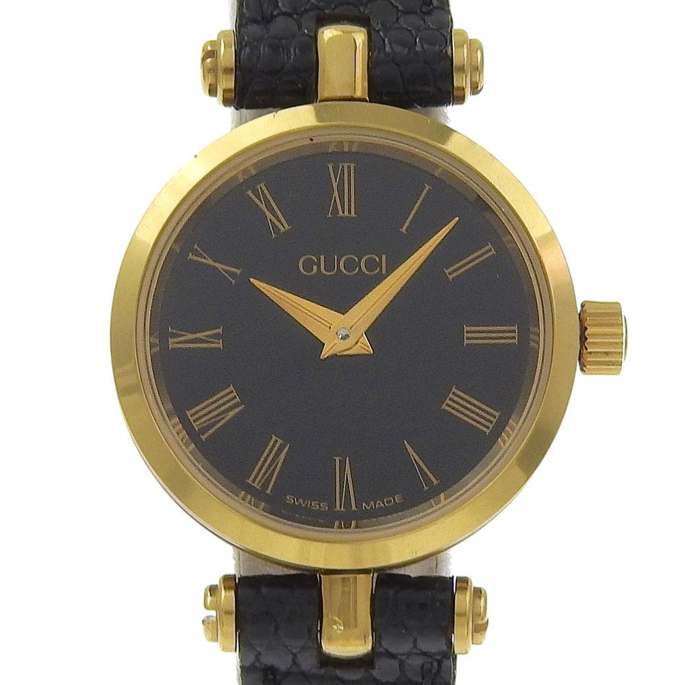 GUCCI Sherry Watches gold blackDial Plated Gold/Stainless Steel Quartz Analog display Women Used