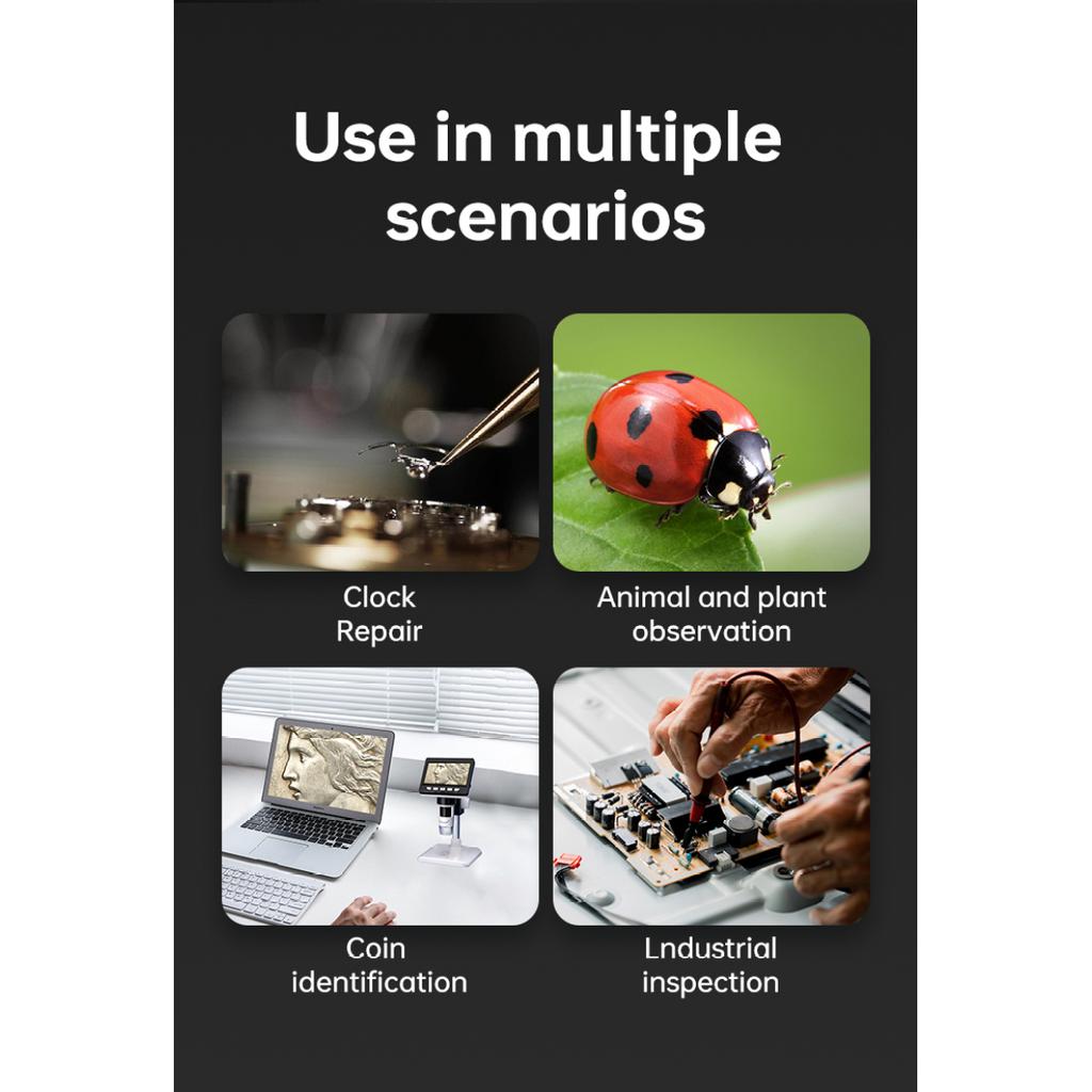 4,3-дюймовый цифровой микроскоп 1080P 50-1000x монетный микроскоп 2000 мАч паяльный микроскоп для ремонта электроники печатная плата ПК ноутбук