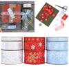 Christmas Polyester Ribbon Festive Decoration Snowflake Ribbon Seasonal Ribbon for Gift Wrapping and Tree Decoration