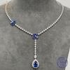 WUIHA Pear Cut Lab Sapphire High Carbon Diamonds Gemstone Flower Necklaces Anniversary Cocktail 925 Sterling Silver Fine Jewelry