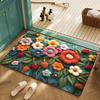 Коврик для пола Быстросохнущий Яркий цвет Цветочный дизайн Нескользящая основа Коврик Ванная комната Гостиная Дверной коврик