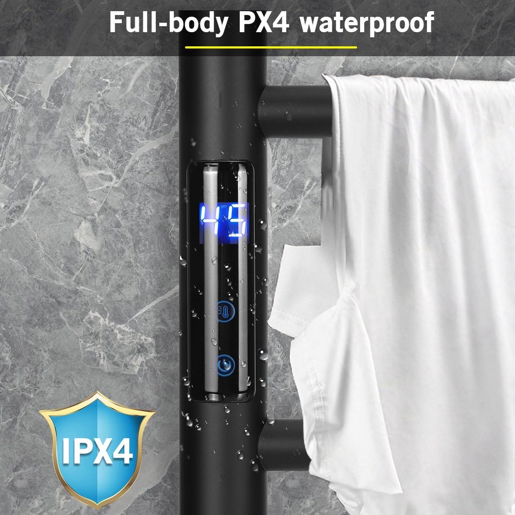 80W Bathroom Electric Towel Rack Waterproof 45°~70 Temperature &Time Control Smart Stainless Steel Heated Towel Rail
