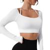 New Threaded Yoga Long Sleeve Top For Women, Yoga Tight Fitness, Neck Hanging, Slimming Fitness Top For Women