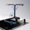 Evier cuisine 1 Bac 50×45CM inox Noir anthracite,Mitigeur de cuisine devant la fenêtre pliante