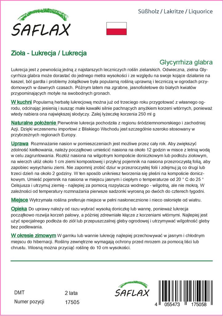 SAFLAX Garden in the Bag - Солодка - 30 семян - С субстратом в подходящем пакете-стойке - Glycyrriza glabra