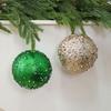 4 Pcs Christmas Ball Ornaments Glitter Sequin Shatterproof Foam Balls Decoration with Faux Pearl for Xmas Wedding Party Holiday Decor