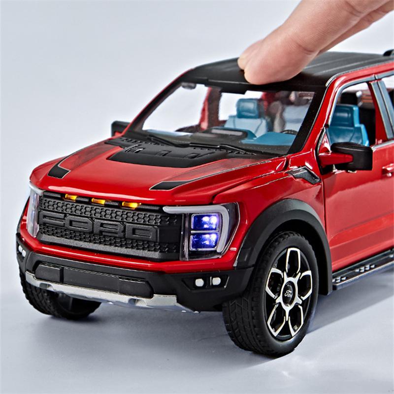 FETG4 1:20 Ford Raptor F150 Pickup Alloy Truck Car Model Diecast Metal Off-road Vehicle Car Model Sound Light Simulation Kids Toy Gift