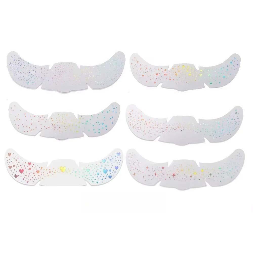 6Pcs Star Heart Freckle Tattoo Sparkle Face Tattoo Sticker Disposable Face Temporary Tattoo Make Up
