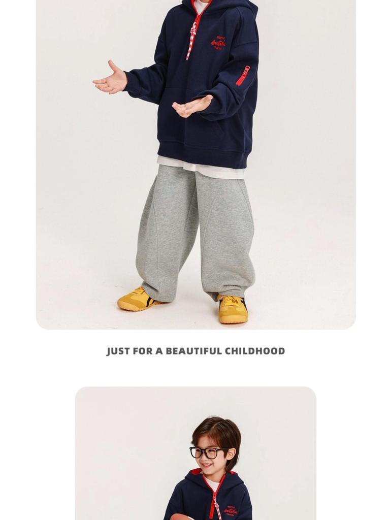 Boys' 2025 Autumn Korean Style Loose Hooded Sweatshirt