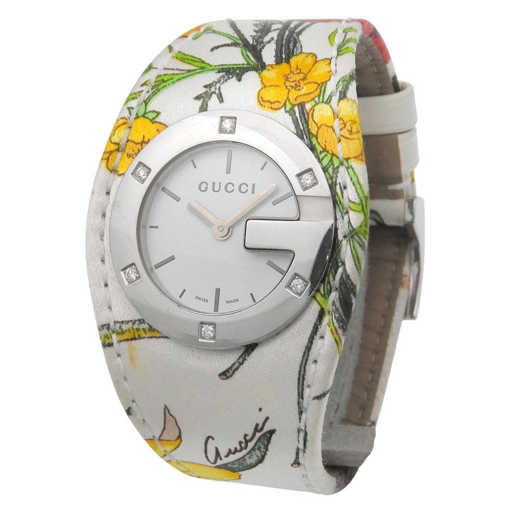 GUCCI Watches YA104 6P diamond WhiteDial Stainless Steel/Satin Quartz Analog display Women Used
