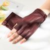 Women Half Finger Leather Gloves Breathable Driving Riding Outdoor Sports Guantes Mujer Motorcycle Sheepskin Fingerless Gloves