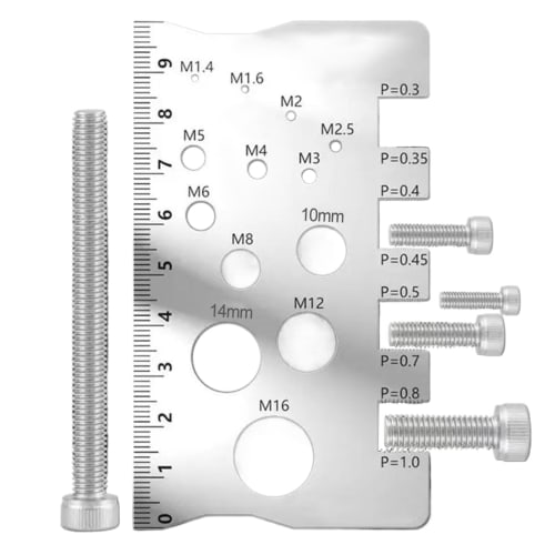 Thread Size Gauge | Bolt Measuring Ruler, Metric Thread Measuring Tool for Construction, Workshops, Metalworking, Industrial, Automotive, Home Use, an