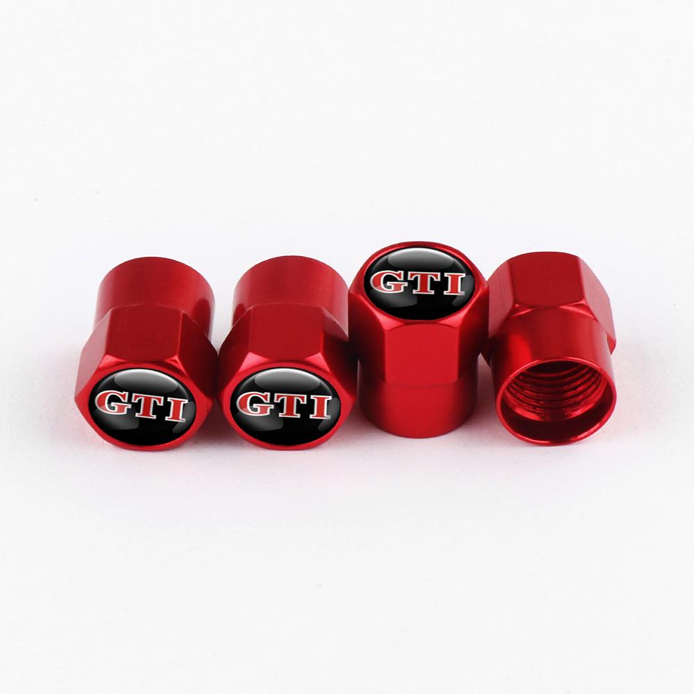 VEMZG1 4Pcs Car Tyre Valve Cap Auto Wheel Accessories For VW GTI Golf8 Polo Passat Mk6 MK7 Tiguan R32 RLine Magotan Jetta Bora Scirocco