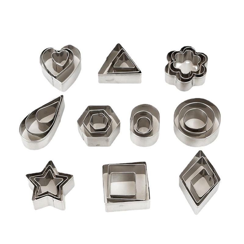 30Pcs/box Stainless Steel Sugar Biscuit Press Stamp Embosser Cookie Cutter DIY Fondant Cake Mold Pastry Decor Baking Tool