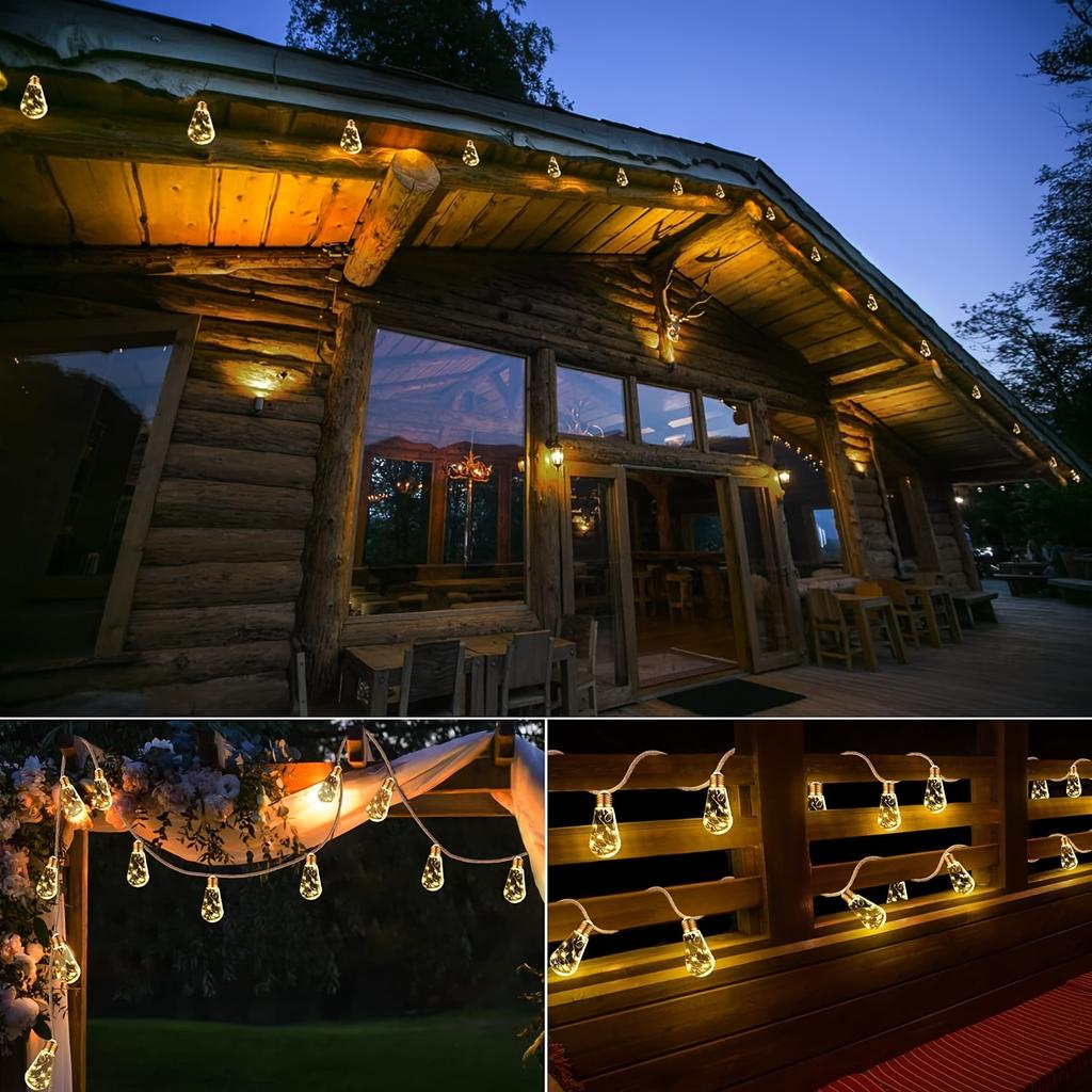 Солнечная гирлянда для улицы, винтажная, из пеньковой веревки, для патио, водонепроницаемая, подвесная, для двора, забора, сада, бистро, рождественский декор