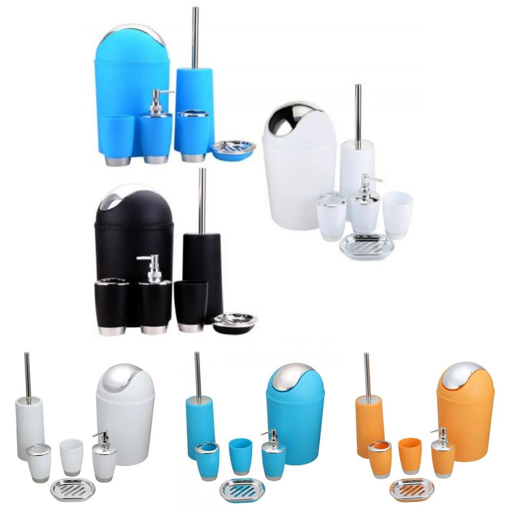 Аксессуары для ванной комнаты Набор из шести предметов из пластика для ванной комнаты с подставкой для зубных щеток и местом для хранения для подарка и офиса