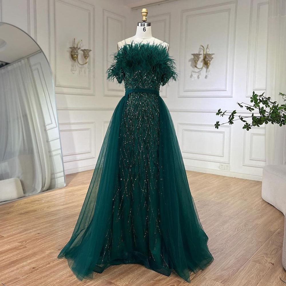 Sexy feathers high-end evening dress socialites party performance host performance tube top dress LA11111