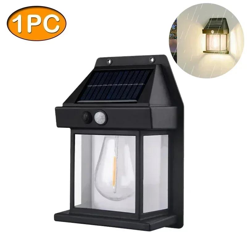 External Led Solar Wall Lamps Motion Sensor Light String Outdoor Waterproof Emergency Lantern Courtyard Garden Decoration Light