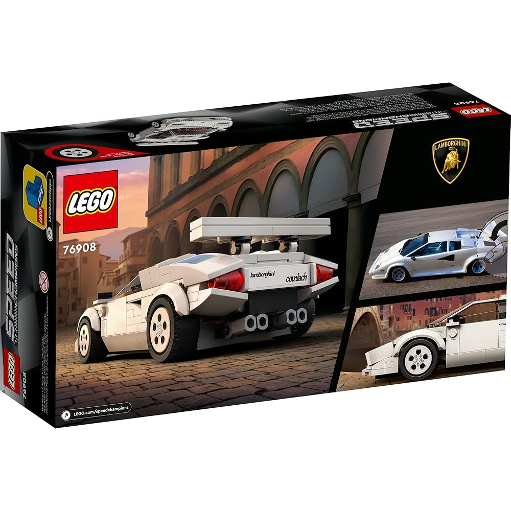 LEGO Speed Champions Lamborghini Countach 76908 Building Kit 1970s Iconic Supercar Model 262 Pieces with Mini Figure and Accessories