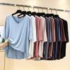 Modal Batwing Tshirts Women Summer V-Neck Tee Tops Half Sleeves Casual Loose Tees T-Shirt Streetwear Plus Size
