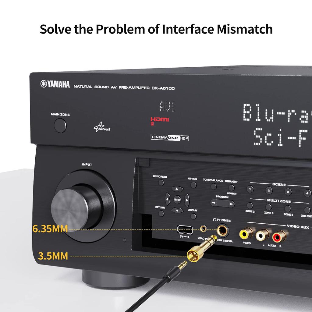 Стерео мини-штекер на стерео стандартный стерео штекер на стерео гнездо адаптер к к с винтом позолоченный переходник для наушников усилителя, CableCreation