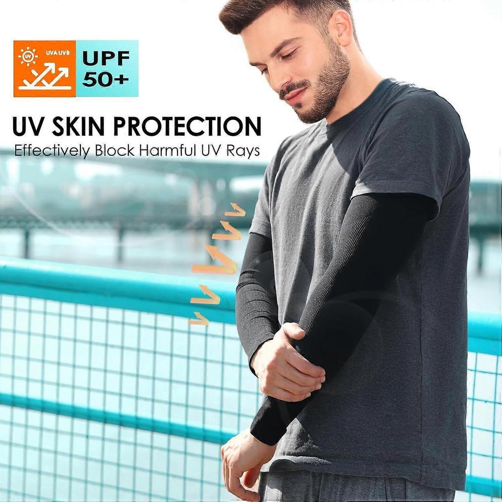 4 Pairs of UV Protection Sun Sleeves for Men and Women, Compression Cooling Sun Protection Sleeves - Sports - Exercise - Tattoo Cover Up 4 Pairs