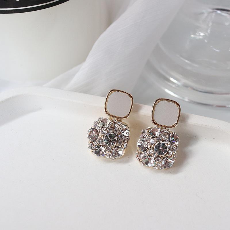 Sparkly Purple Rhinestone Earrings Drop Hook Enamel Earring Dangle Stud Earrings Wedding Gift for Lover