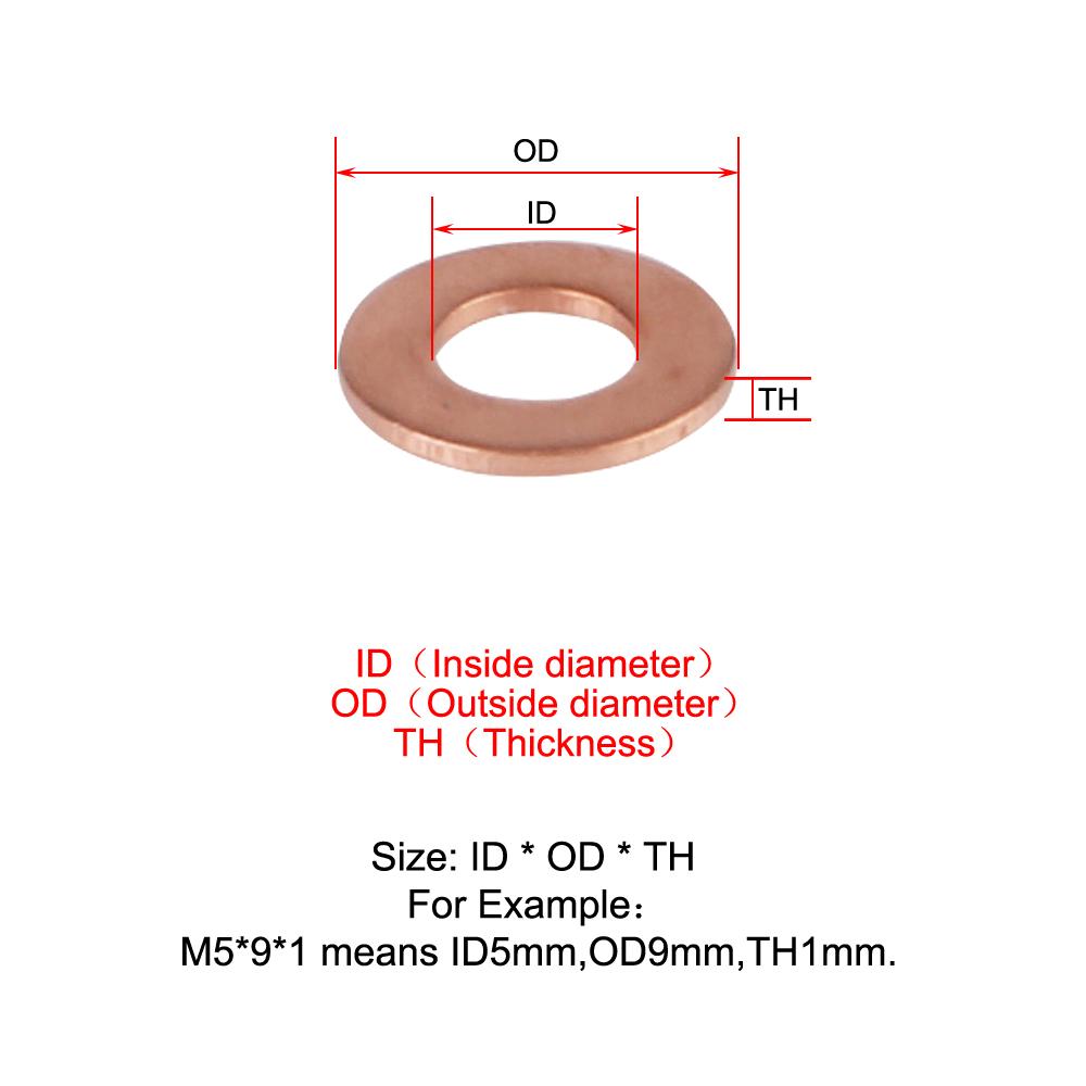Медная шайба, прокладка, гайка и болт, набор плоских колец, набор уплотнений, комбинированный набор уплотнений, плоские установочные шайбы M5/M6/M8/M10/M12/M14 200 шт.