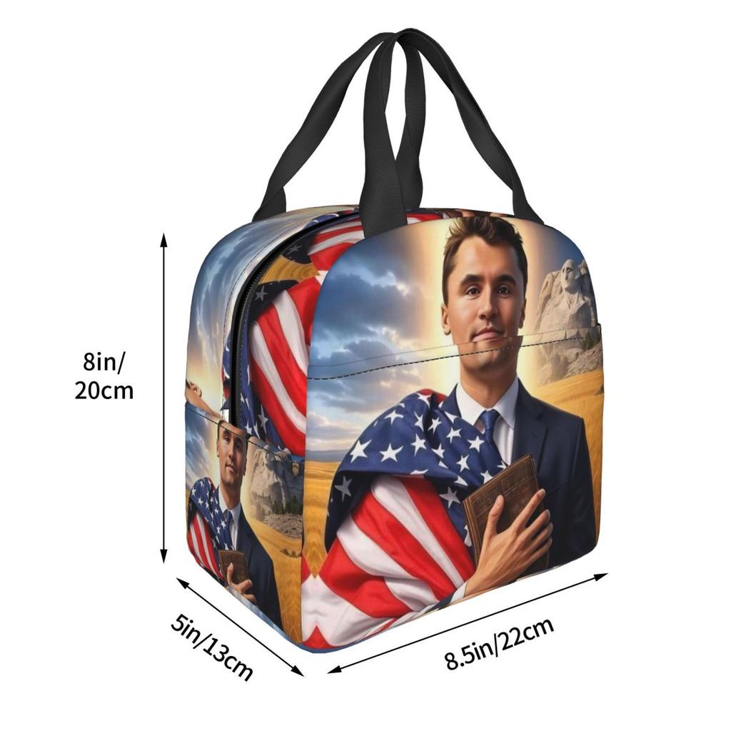 Insulated Lunch Tote Bag Charlie Kirk Angelic Advocate Accessories Food Box INS Trendy Cooler Thermal Lunch Box For School
