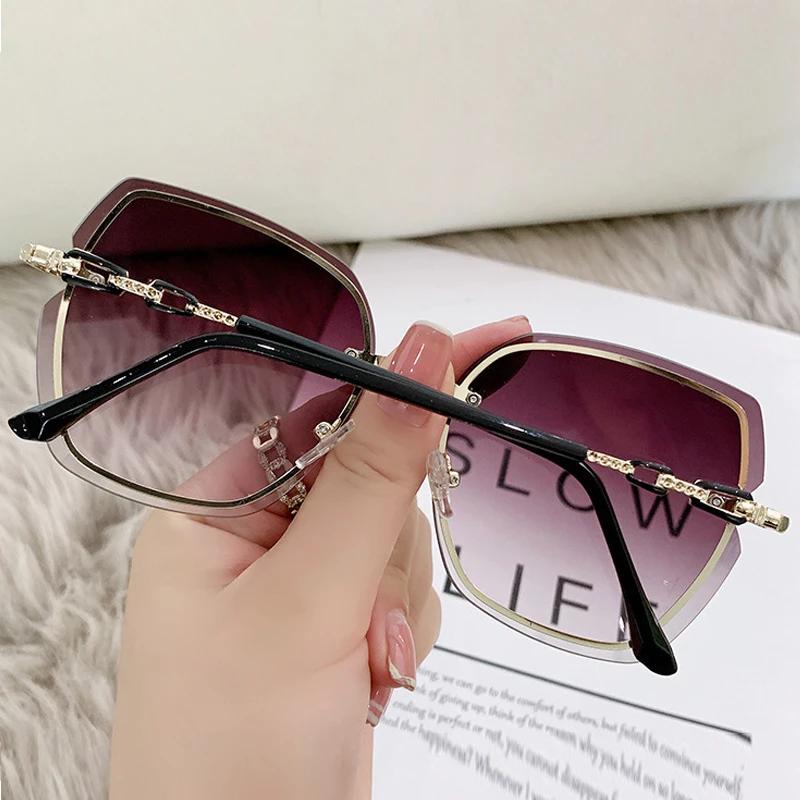 Винтажные квадратные солнцезащитные очки женские классические ретро градиентные зеркальные безрамные солнцезащитные очки женская мода без оправы