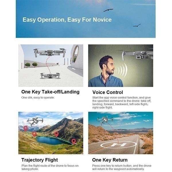 Игрушка Подарок E68 Мини-дрон Широкоугольная 4K 1080P WiFi FPV Камера Дроны Режим удержания высоты Радиоуправляемый Складной Квадрокоптер Дрон
