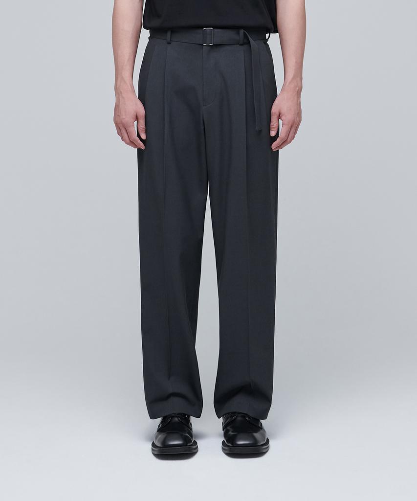 MUSINSA STANDARD Real Wide Belted Slacks [Gray]