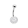 White Navel Crystal Jewel Bar 12 Mm and Steel Ball