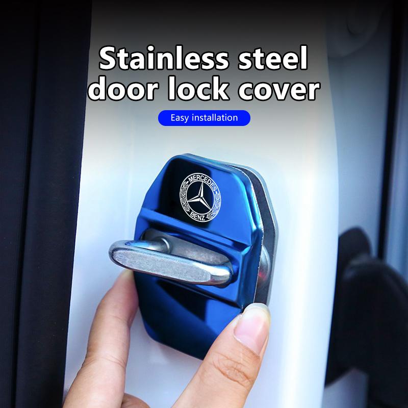 AAVU1 For Benz 4PCS Fashion Stainless Steel Car Covers Door Lock Protecting Cover AMG CLA CLS C180 C200 W204 W205 Exclusive A C E R V