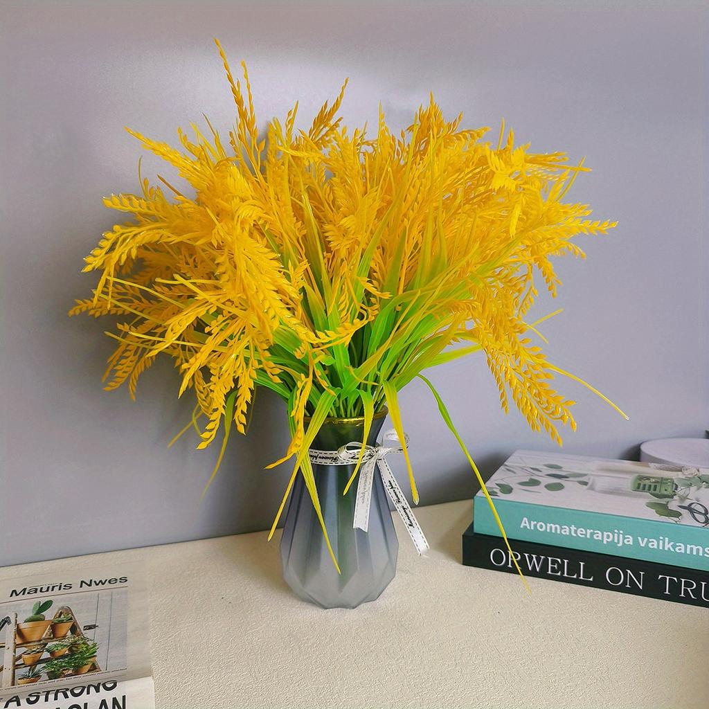 3Pcs Simulation 7-pronged Golden Wheat Ears Rice Barley, for Wedding Banquet Festival Home Party Decoration