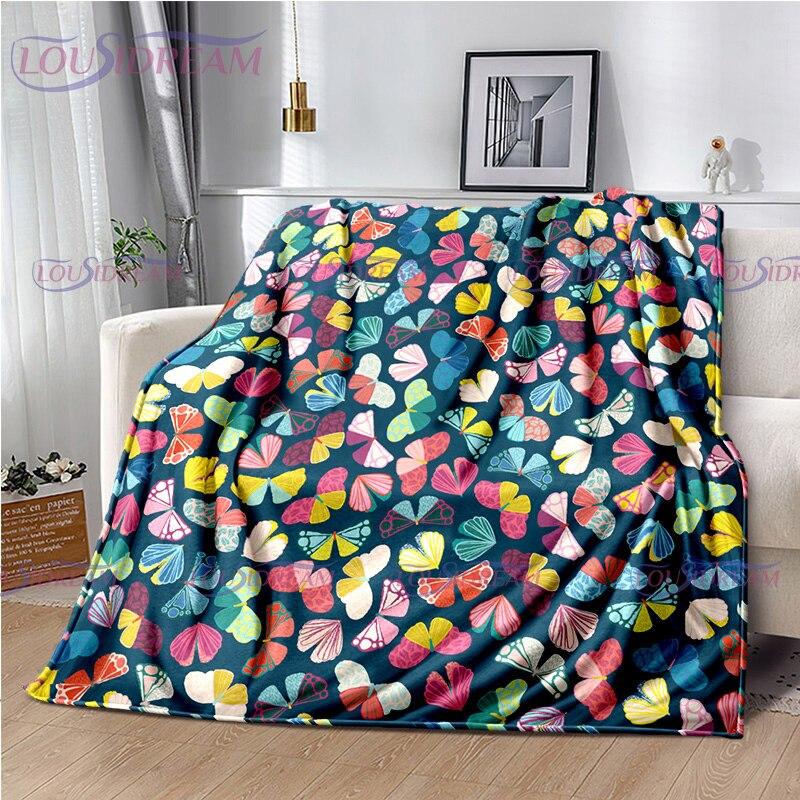 Butterfly Blanket Print Fleece Blanket Throw Light Weight Warm Blanket for Bed Kids Blankets Couch Chair Living Room All Season
