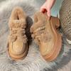 Shoes Woman Flats Round Toe Clogs Platform Loafers With Fur Increas Height Dress New Winter Creepers Slip-on Solid Short Plush F