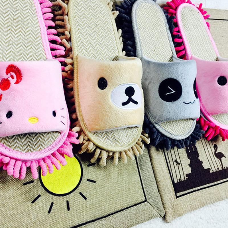 Унисекс, тапочки из микрофибры для чистки пола, тапочки для ленивой швабры с мультяшной собакой