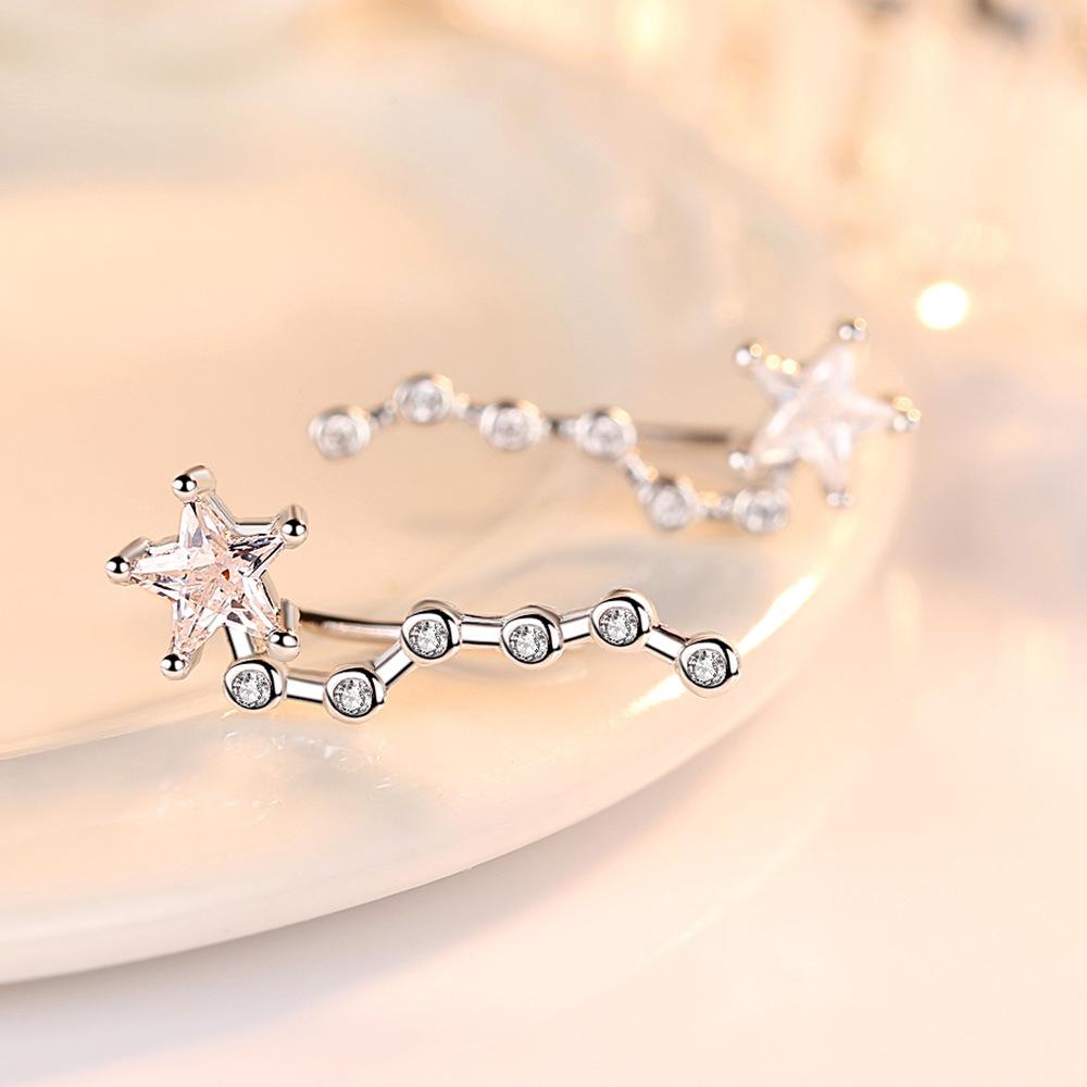 Серебряные серьги-гвоздики с индивидуальным дизайном Большой Медведицы, женские модные универсальные серьги в форме пятиконечной звезды