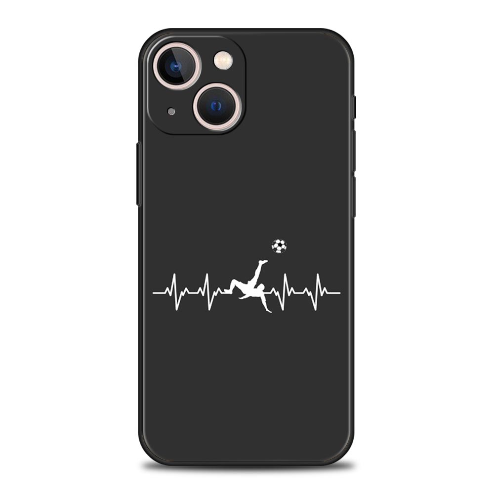 Чехол для iPhone 17 16e 15 14 13 12 11 Pro Max SE 7 8 Plus Чехол iPhone 16 Мягкая TPU Крышка Футбол Сердцебиение