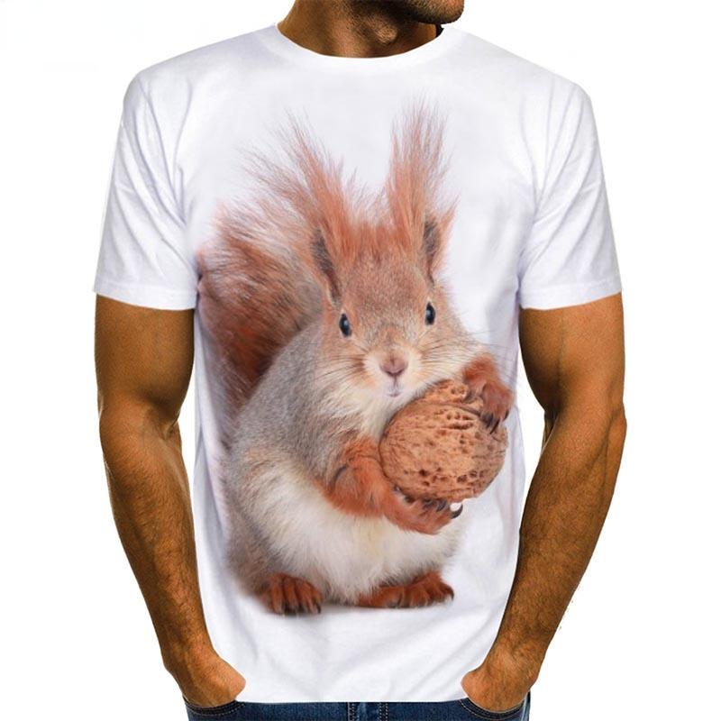 Men's Squirrel T Shirt 3D Print Shirt Animal Graphic Tees Lovely Pattern Tops Men/Women Cute Puppy Face Tee Funny Pet T-shirt