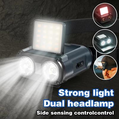 Светодиодный фонарь для каски, перезаряжаемый через USB-C, на клипсе для кепки, регулируемый на 180°, налобный фонарь для бега, кемпинга, без рук