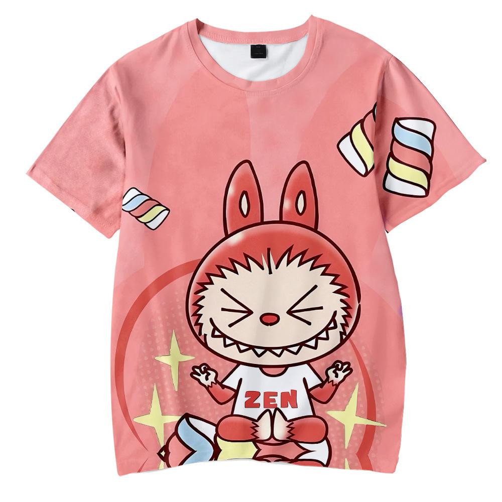 Забавный мультфильм LABUBU футболки крутые мужские футболки с круглым вырезом повседневные унисекс уличная модная футболка