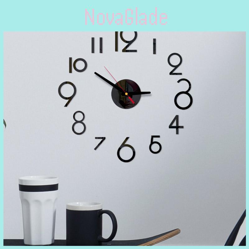 Chic Diy Number Wall Clock 3d Mirror Sticker For Contemporary Home Office Aesthetics