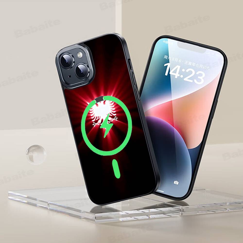 Албания Албанцы Флаг Чехол для Телефона Магнитный Чехол Для IPhone 16 14 13 12 11 15 Pro Max Plus Для Magsafe Беспроводная Зарядка Чехол
