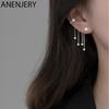 Zircon Star Tassel Chain Asymmetrical Clip Earrings For Women Dainty Celestial Earrings