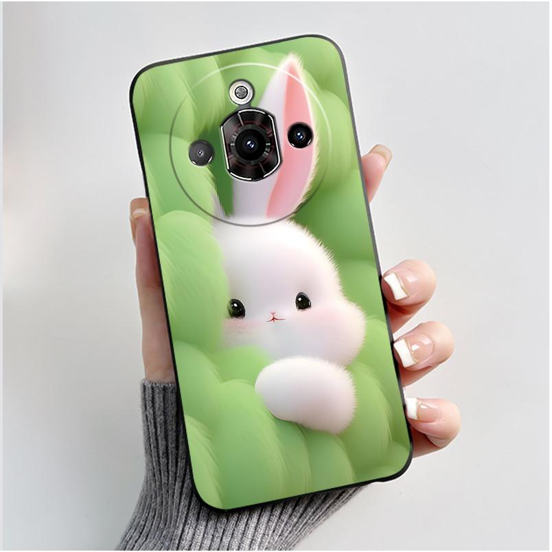 For ZTE Nubia Focus Pro 5G Case Z2351N Luxury Cute Heart Rabbit Soft TPU Silicon Matte Black Phone Casing Shockproof Back Cover